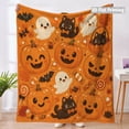 thumbnail image 2 of Halloween Ghost Pumpkin Flannel Throw Blanket, Double-Sided Cozy Cover for Couch Bed Travel Fall Home Decor,39.37x 29.53inch, 2 of 8