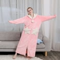 thumbnail image 4 of Lindreshi Robes for Women with Hood Womens Splice Hooded Thicken Coral Fleece Robe Pocket Bathrobe Sleepwear Pajamas, 4 of 6
