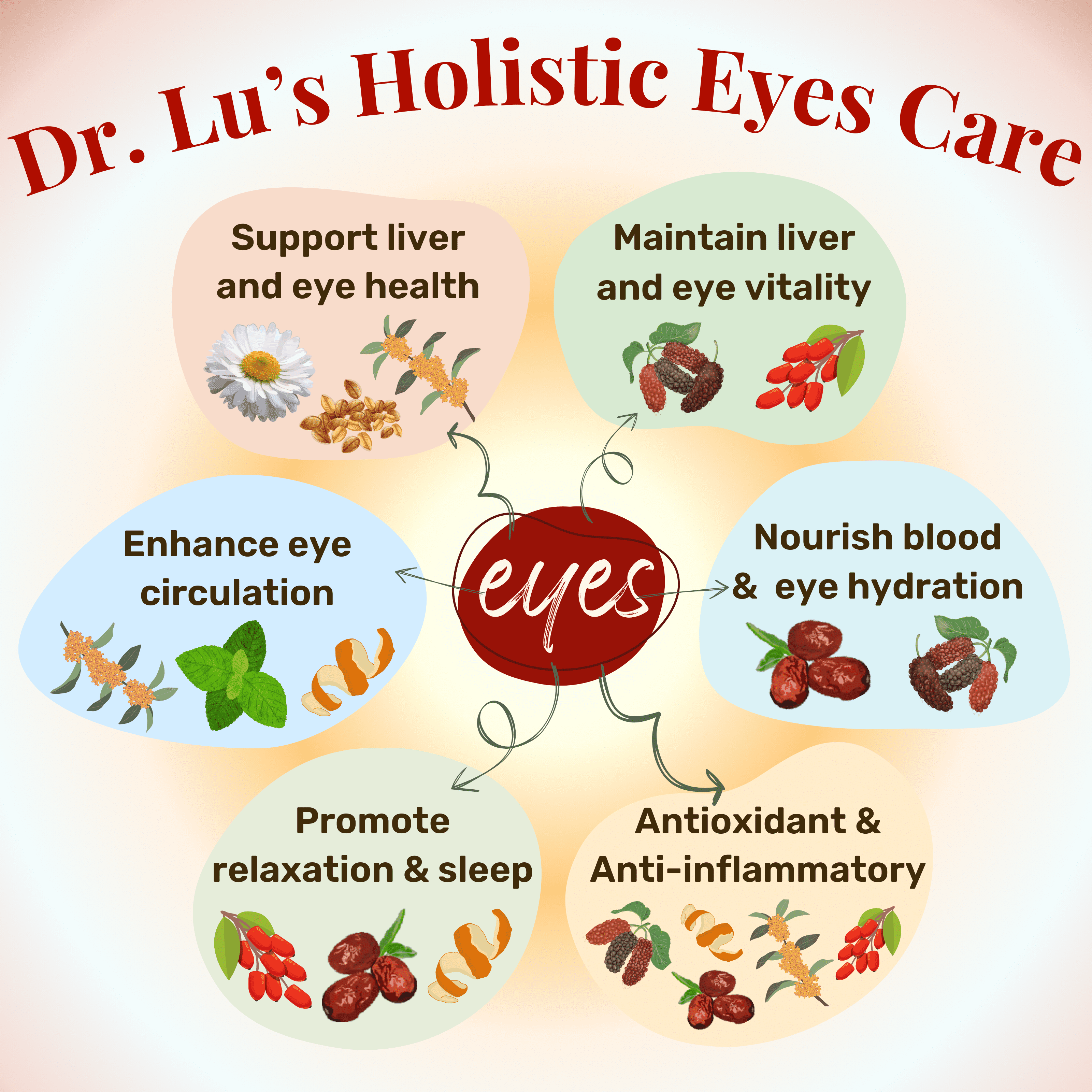 Dr. Lu’s Happy Eyes Tea | Eyebright Tea for Liver Cleanse | Liver Detox Tea for Eye Health | 8-Flavor Chinese Herbal Tea Made in US | Chrysanthemum Tea with Cassia seed, Goji berries, Mulberries…