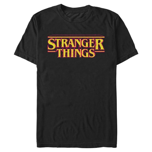 Netflix Men's Stranger Things Retro 8 Bits Yellow Classic Logo T Shirt