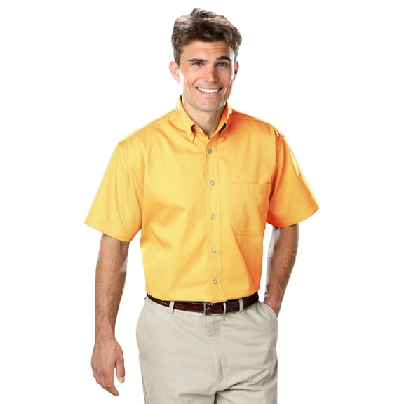 BlueGeneration Mens Short Sleeves 100% Cotton Twill - Yellow 5 Extra Large Solid