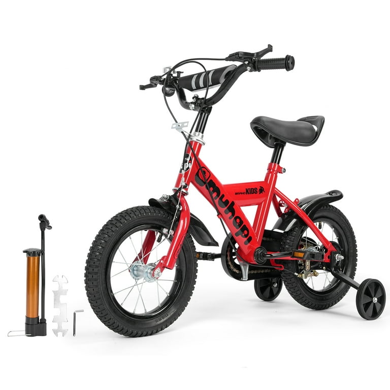 Eotvia 12 inch Kids Balance Bike with Training Wheels, Pedals,
