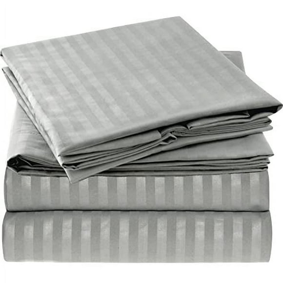 Juego de sábanas Mellanni Hotel Luxury 1800 Queen Size, color gris y plateado