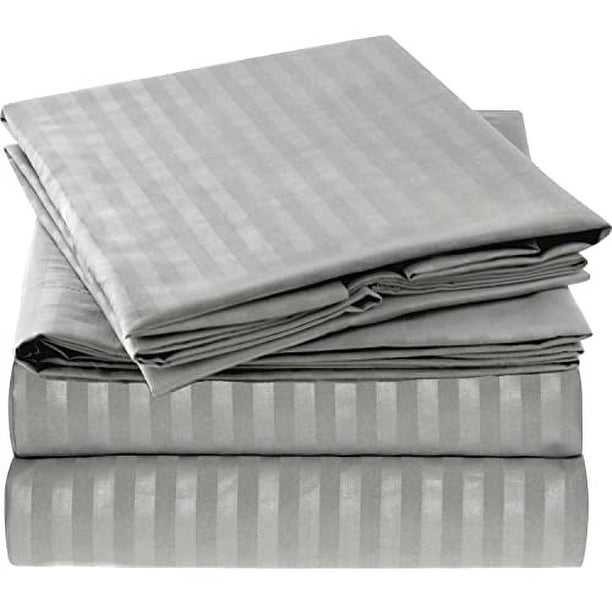 Juego de sábanas Mellanni Hotel Luxury 1800 Queen Size, color gris y plateado