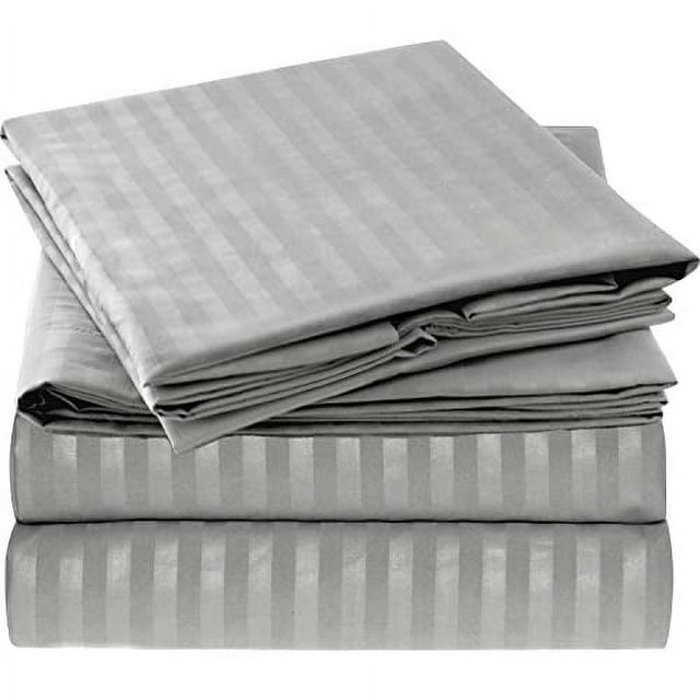 Juego de sábanas Mellanni Hotel Luxury 1800 Queen Size, color gris y plateado