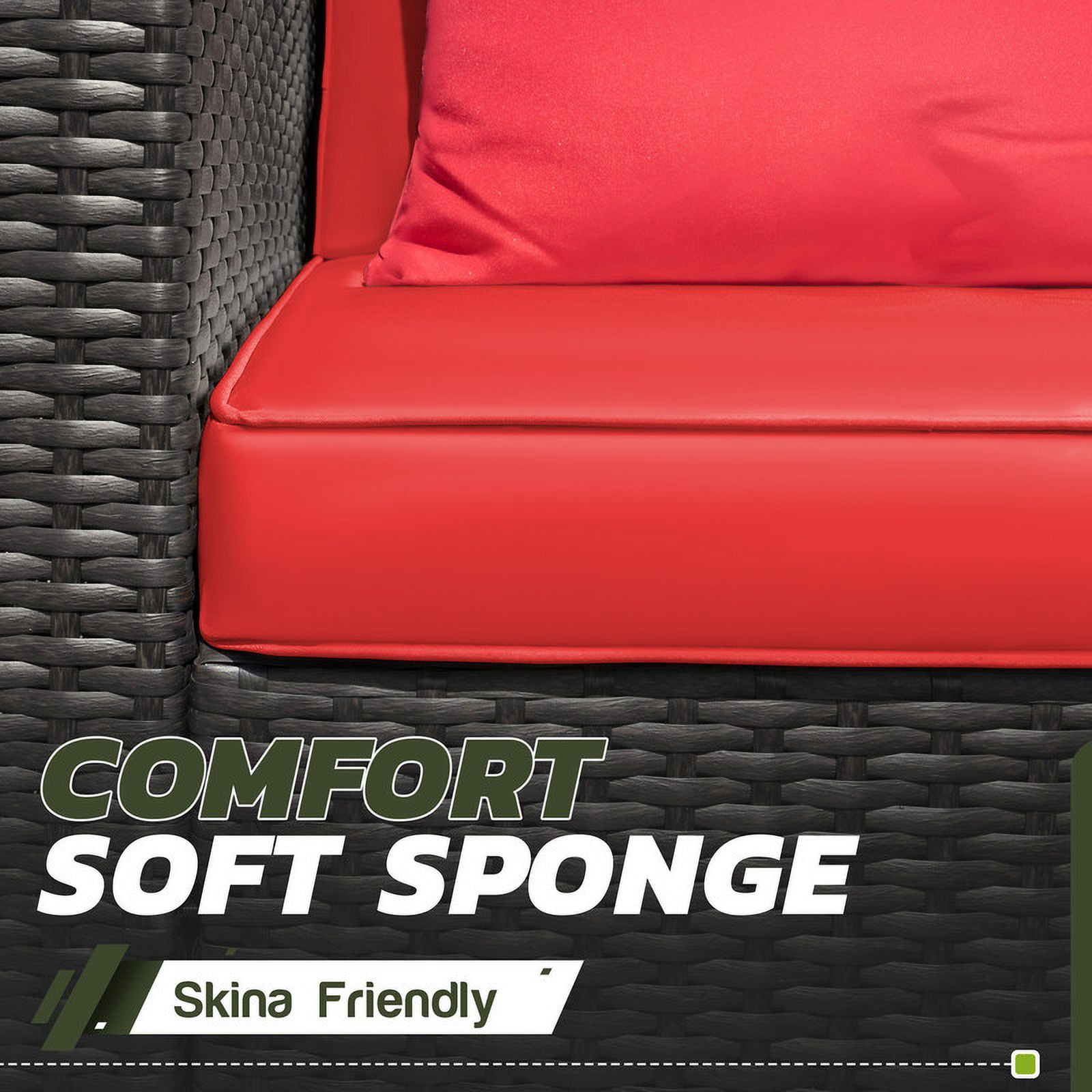 Homall 5 Pieces Outdoor Sectional Sofa with Tea Table, Red