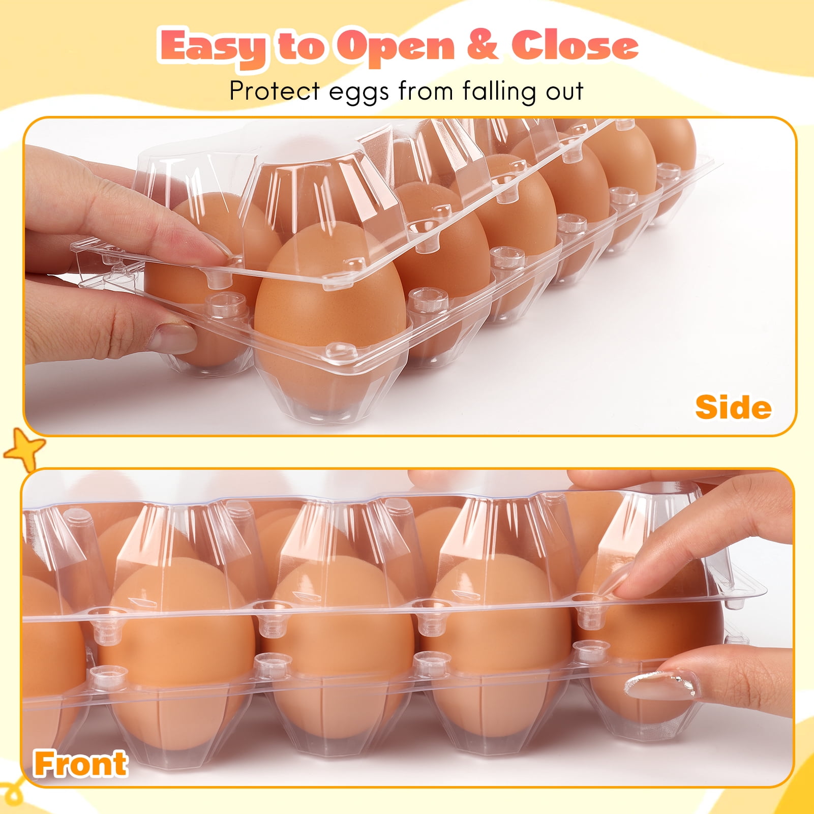 2*6 Plastic Egg Cartons, Clear Empty Chicken Egg Carton, Reusable & Cheap Egg Containers Bulk for Family, Farm, Markets Display