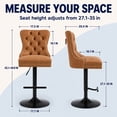 thumbnail image 3 of Orange PU Leather Swivel Bar Stools Set of 4 with Upholstered Back, Adjustable Counter Height Barstools, Bar Chairs for Home Bar Kitchen Island Pub Restaurant (4 Pcs, Orange), 3 of 10