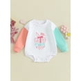 thumbnail image 2 of Gupgi 0-24 Months Baby Easter Romper Contrast Color Long Sleeve Embroidery Bodysuit Newborn Playsuit, 2 of 8