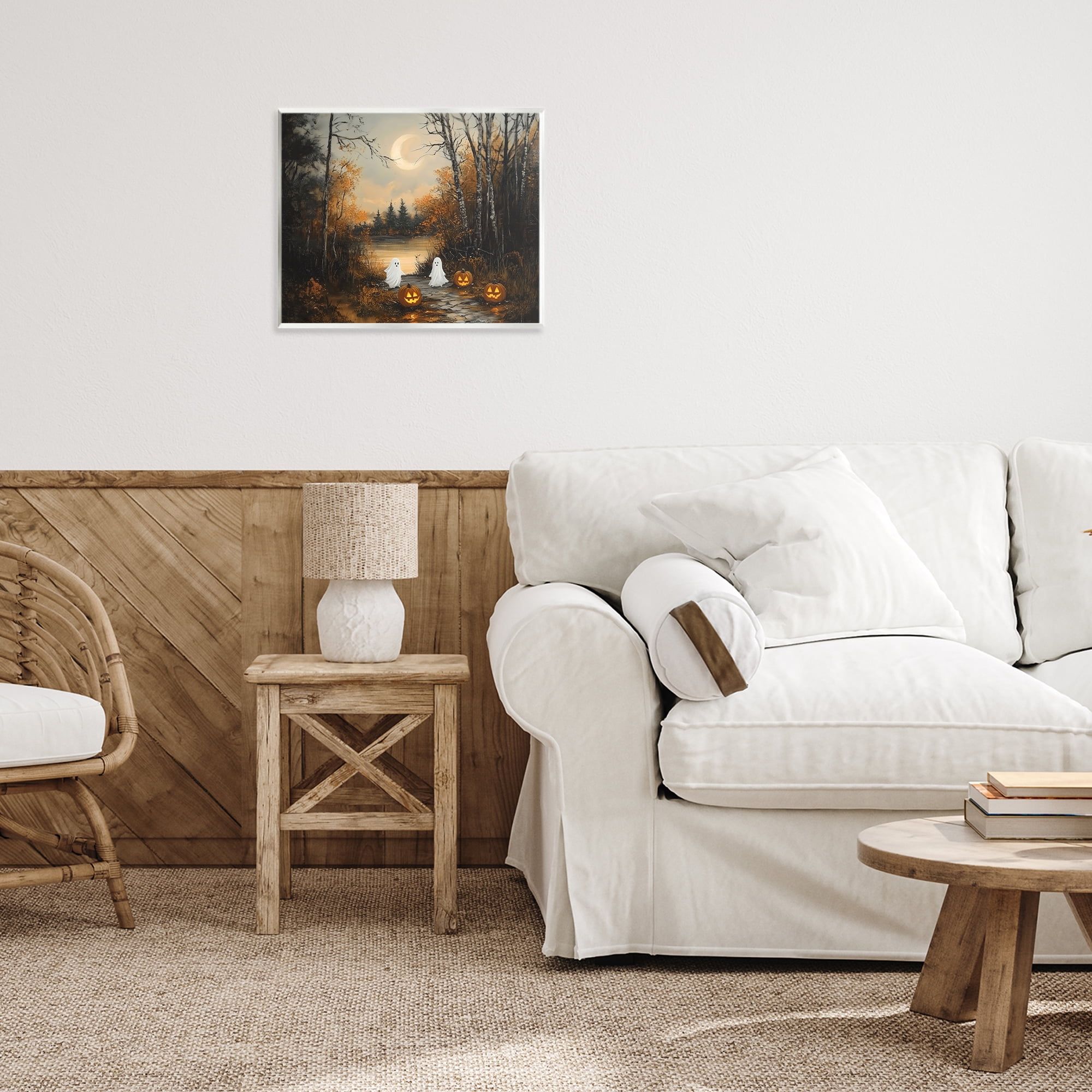 Autumn Ghosts at Lake Wall Plaque Art, design by Arlington Prints
