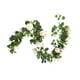 thumbnail image 1 of Guirnalda de hojas verdes artificiales colgantes, hecha a mano, con rosas Champán, 1 of 8