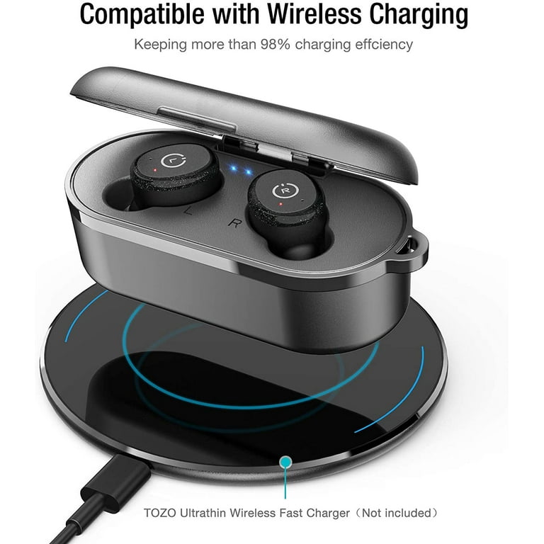 TOZO T10 Bluetooth 5.0 Wireless Earbuds with Wireless Charging Case IPX8  Waterproof TWS Stereo Headphones in Ear Built in Mic Headset Premium Sound