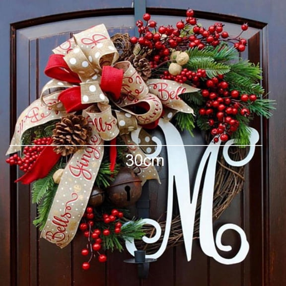Novobey Christmas Wreath for Front Door, Christmas Handmade Wreath for Window Holiday Party Decoration