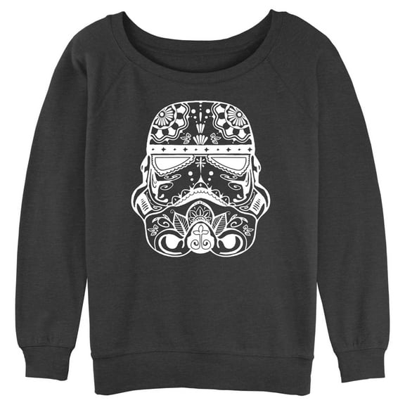 Junior's Star Wars Ornate Stormtrooper Sweatshirt Charcoal Heather Medium