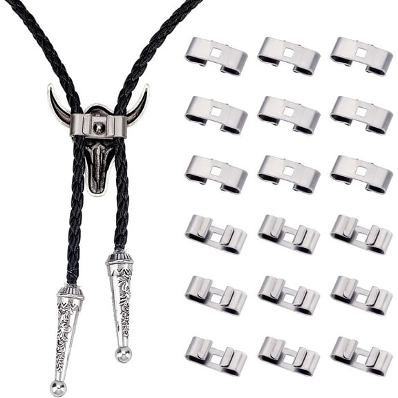100Pcs Bolo Tie Slides Clasp Accessories Blank Bolo Tie Slides Low Profile Rectangle Platinum 19x7x5mm Hole: 3x3mm