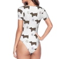 thumbnail image 3 of Uemuo Dachshund Dog Puppy Pattern Women's One Piece Short Sleeve Swimsuit Rash Guard Surfing Modest Quick-drying Swimsuit Beach Essentials-Medium, 3 of 9