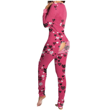 

fvwitlyh Night Set Women s Button-down Front Functional Buttoned Adults Jumpsuit Holiday Pajama Pants for Women