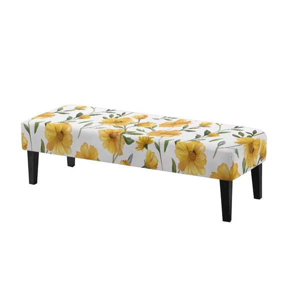 Jiueut Daisy Flower Pattern Dining Bench Cover, Reusable Chair Seat Protector Cover Comfortable Machine Washable Rectangle Bench Cushion Home Decor Accessorie for Dining Room Living Room Kitchen