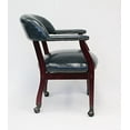 thumbnail image 3 of Boss Office Chaise de Capitaine en Bleu et Acajou avec Roulettes, 3 of 5