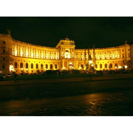 Canvas Print Vienna Hofburg Imperial Palace Austria Night Castle Stretched Canvas 10 x
