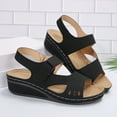 thumbnail image 6 of Women's Sandals Wedge Breathable Open Toe Summer Trendy Solid Color Ankle Strap Women Footwear Women's Fashionable Casual Versatile Summer Fashion Beach Shoes Black 5.5, 6 of 8