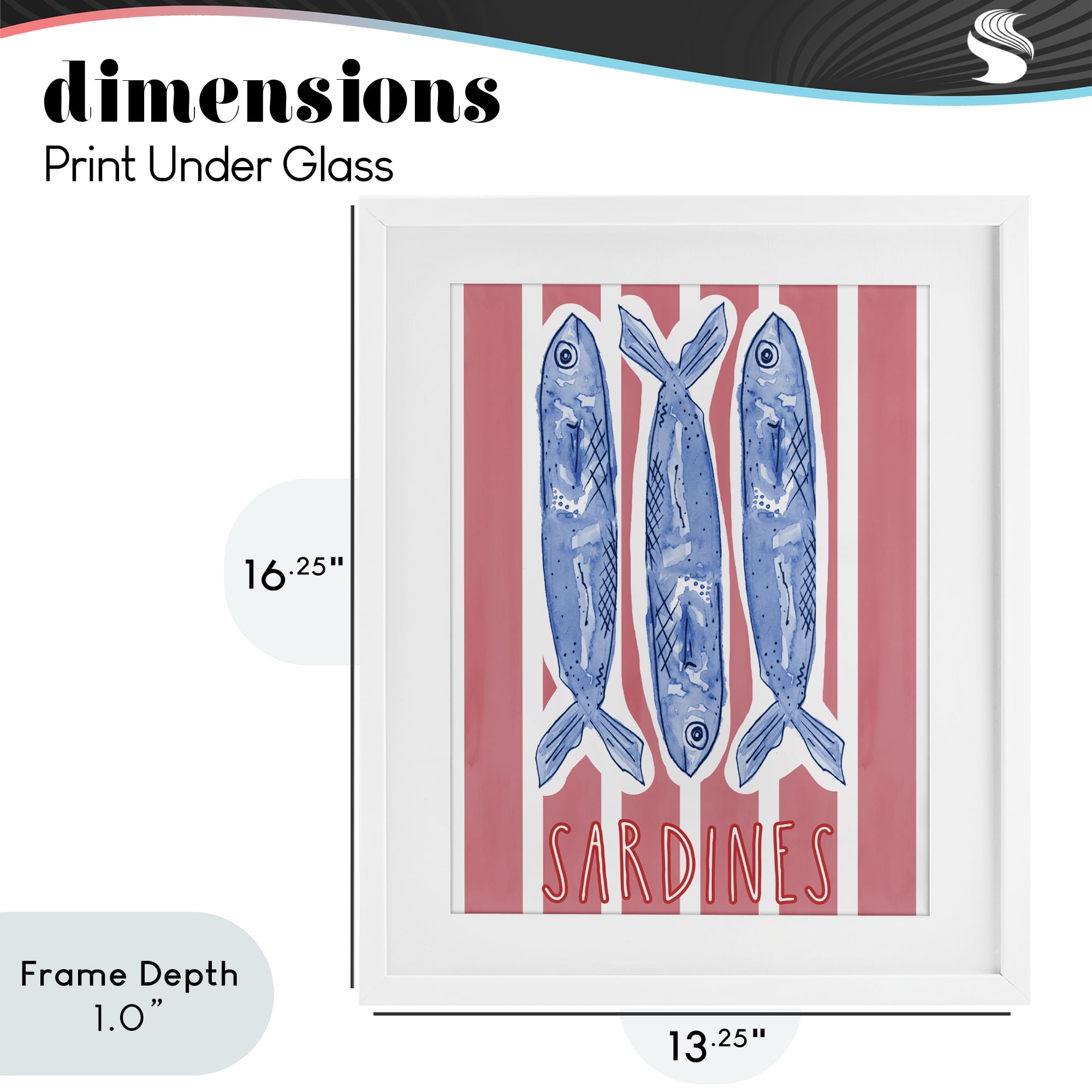 Stupell Industries Americana Sardines on Pink Stripes White Framed Print Under Glass, design by Nola James