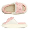 thumbnail image 3 of House Slippers for Women Open Toe Platform Slides Cute Animal Design Cotton House Shoes, 3 of 6