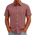 thumbnail image 3 of Trgacdwlo S-5XL Pink Button Up Shirt Men Collared Short Sleeve Dress Shirts for Men Big and Tall Summer Vacation Business Casual Shirts for Men, 3 of 7
