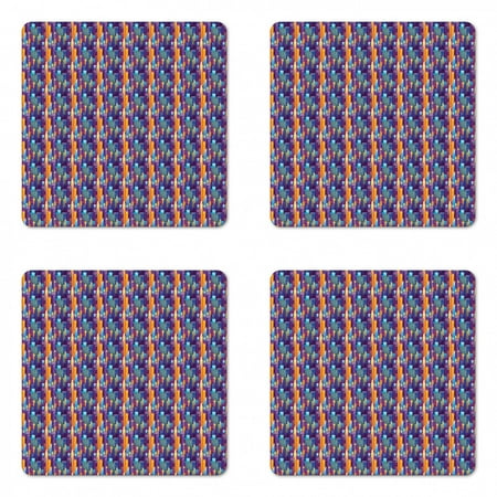 

Colorful Coaster Set of 4 Modern Buildings Big Town Skyscrapers Cityscape Centre Metropolis Downtown Graphic Square Hardboard Gloss Coasters Standard Size Multicolor by Ambesonne