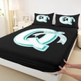thumbnail image 3 of Manfei Monogrammed Bowknot Q Full Size Sheets, Cyan Cute Dreamy Bowknot Bed Sheets, Cartoon Initial Letter Sheet Sets, Super Cozy Room Decor, 4-Piece, 3 of 7