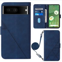 ELEHOLD Shoulder Strap PU Leather Wallet Case for Google Pixel 7 Pro Ultra slim Soft TPU Magnetic Clasp Flip Folio with Kickstand Shockproof Removable Adjustable Crossbody Shoulder Strap Wallet,Blue
