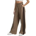 thumbnail image 5 of TrendOFT Oversized Wide Leg Sweatpants Women Baggy Casual Side Striped Track Pants Y2k Cute Lounge Baggy Palazzo Pants Coffee M, 5 of 7