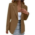 thumbnail image 2 of Lilgiuy Women's Brown Casual Long Sleeve Office Blazers Solid Color Open Front Jacket Work Suit 2022 Fall Winter, 2 of 5
