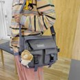 thumbnail image 2 of Sunyuer Kawaii Multi Pocket Canvas Messenger Bag, Waterproof Nylon Crossbody Shoulder Bag, Casual Large Capacity School Tote Bag for Travel Daily Use, 2 of 7
