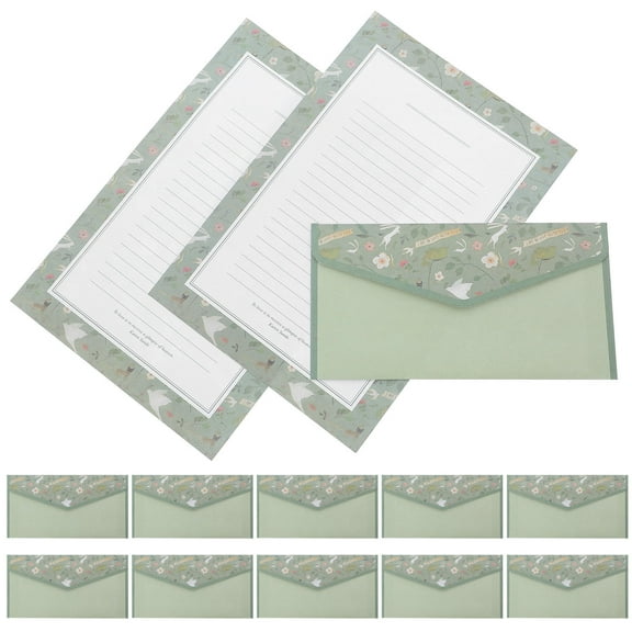 FRCOLOR 1 Set Vintage Writing Paper and Envelopes Set Lined Stationery with Floral Design for Letters and Invitations Stationery Writing Paper and Envelopes