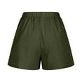 thumbnail image 5 of IDALL Athletic Shorts for Women Linen Shorts Womens Casual Solid Side Pockets Pants Shorts Elastic Waist Pockets Daily Shorts Summer Shorts Lounge Shorts Women Army Green L, 5 of 6