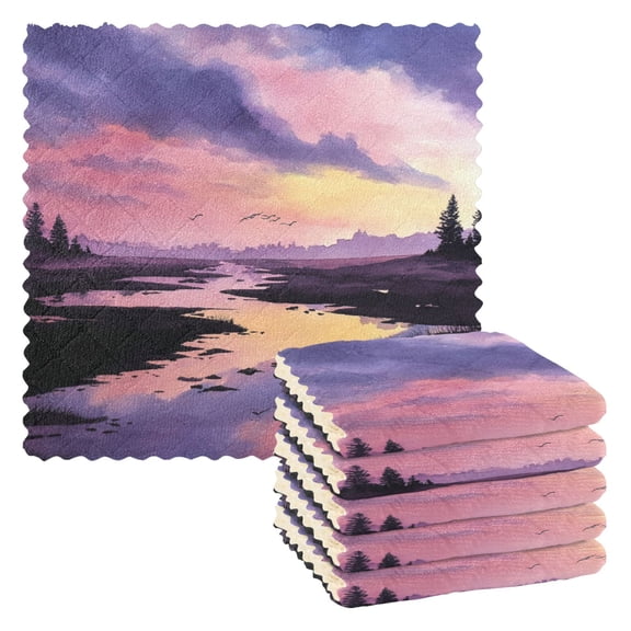 6 Pieces of Kitchen Towels 11x11Inch Kitchen Dish Cloths Kitchen Dish Towels Reuseable Cleaning Cloths Beautiful Sky