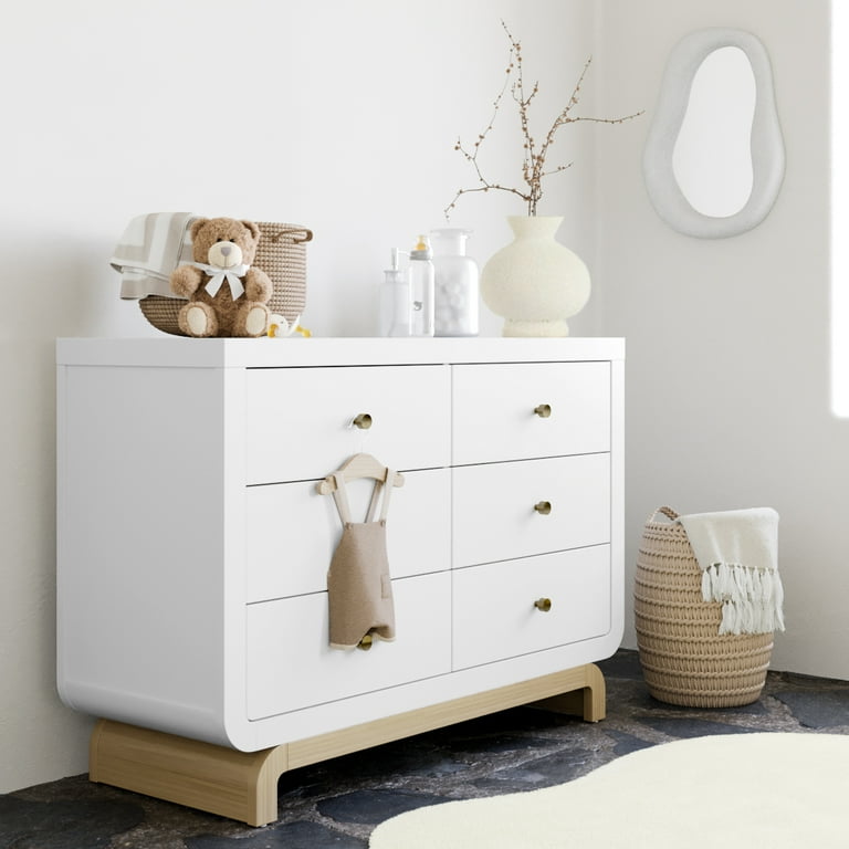 Storkcraft Santorini 6 Drawer Nursery Double Dresser White Driftwood Walmart