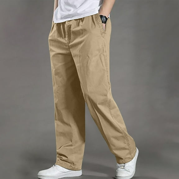 Xysaqa Men's Big & Tall Casual Cargo Pants, Mens Relaxed Fitted Straight Leg Pants Outdoor Cargo Work Pants with Pockets m-6xl