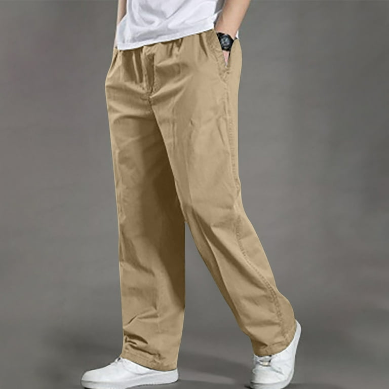 VSSSJ Mens Cargo Pants Oversized Fit Solid Color Drawstring Elastic Waist  Long Pants with Multi-Pockets Cotton Fashion Joggers Sport Pants Green XXXL  