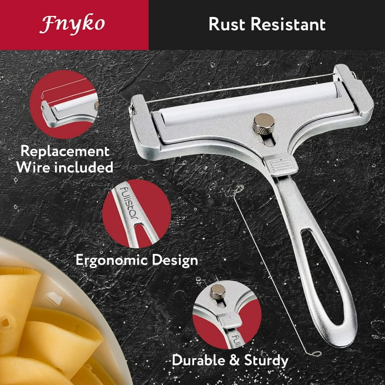 Cheese Slicer Handheld - Cheese Cutter, Cheese Slicers for Block Cheese Heavy Duty, Wire Cheese Slicer, Adjustable Cheese Slicer, Cheese Wire Cutter