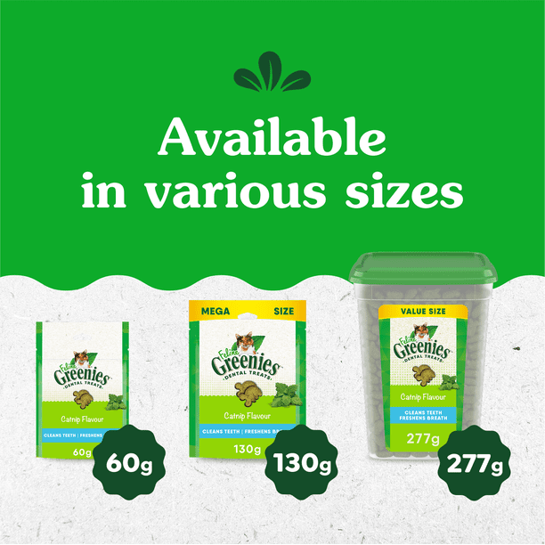 FELINE GREENIES Cat Treats Adult Natural Dental Care Catnip