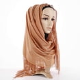 thumbnail image 3 of MIASHUI Women's Lace Scarf, Openwork Fringe Scarf, Lightweight Scarf for Summer, Long Scarf for Women, Elegant Scarf for Special Occasions Khaki, 3 of 3