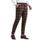 thumbnail image 4 of Pantalones de cuadros INSPIRE CHIC para hombre, chinos formales de frente plano, patrón a cuadros, 30 marrón, 4 of 6
