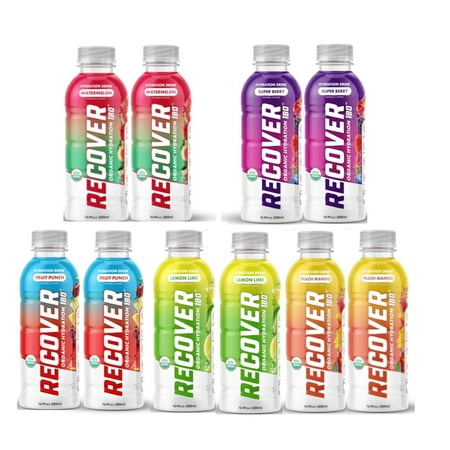 RECOVER 180 Organic Hydration Sports Drink No Sugar Added 15 Calorie Sports Beverage Organic Flavors With Vitamins Potassium-Packed Electrolytes 16.9 Fl Oz – 10 ct(2 each per flavor) RECOVER 180 Organic Hydration Sports Drink No Sugar Added 15 Calorie Sports Beverage Organic Flavors With Vitamins Potassium-Packed Electrolytes 16.9 Fl Oz – 10 ct(2 each per flavor)