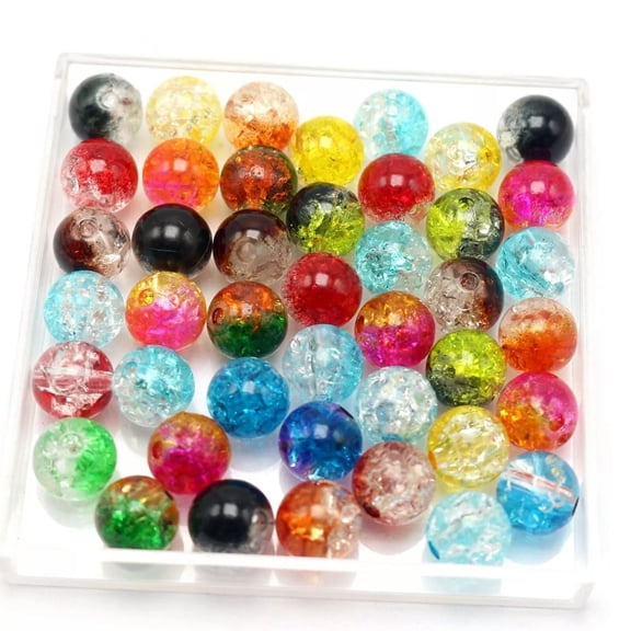 U8MO 200 Mixed Color Acrylic Crackle Round Beads 8mm Smooth Ball DIY Bracelet Earring