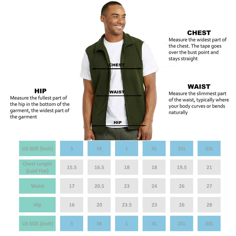 Walmart Men's Full-Zip Polar Fleece Vest, Dark Green, 100