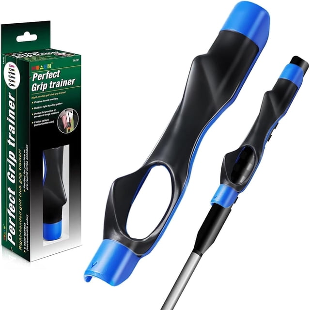 Golf Grip Trainer, Golf Training Aid, Golf Grip Kit Club Grips, Grip Trainer Golf Club to Help Train Correct Hand Position Blue