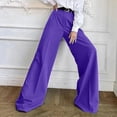 thumbnail image 6 of Awxnjux Palazzo Pants Women'S Wide Leg Drag Pants Straight Suit Pants High Waist Loose Casual Pants (Purple,Xl), 6 of 9