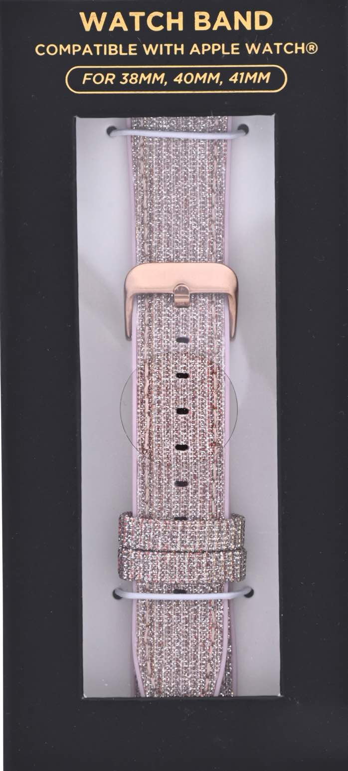 Adult Ladies Blush Gliiter Nylon 2 Pice Silicone Replacement Strap. 38-41MM